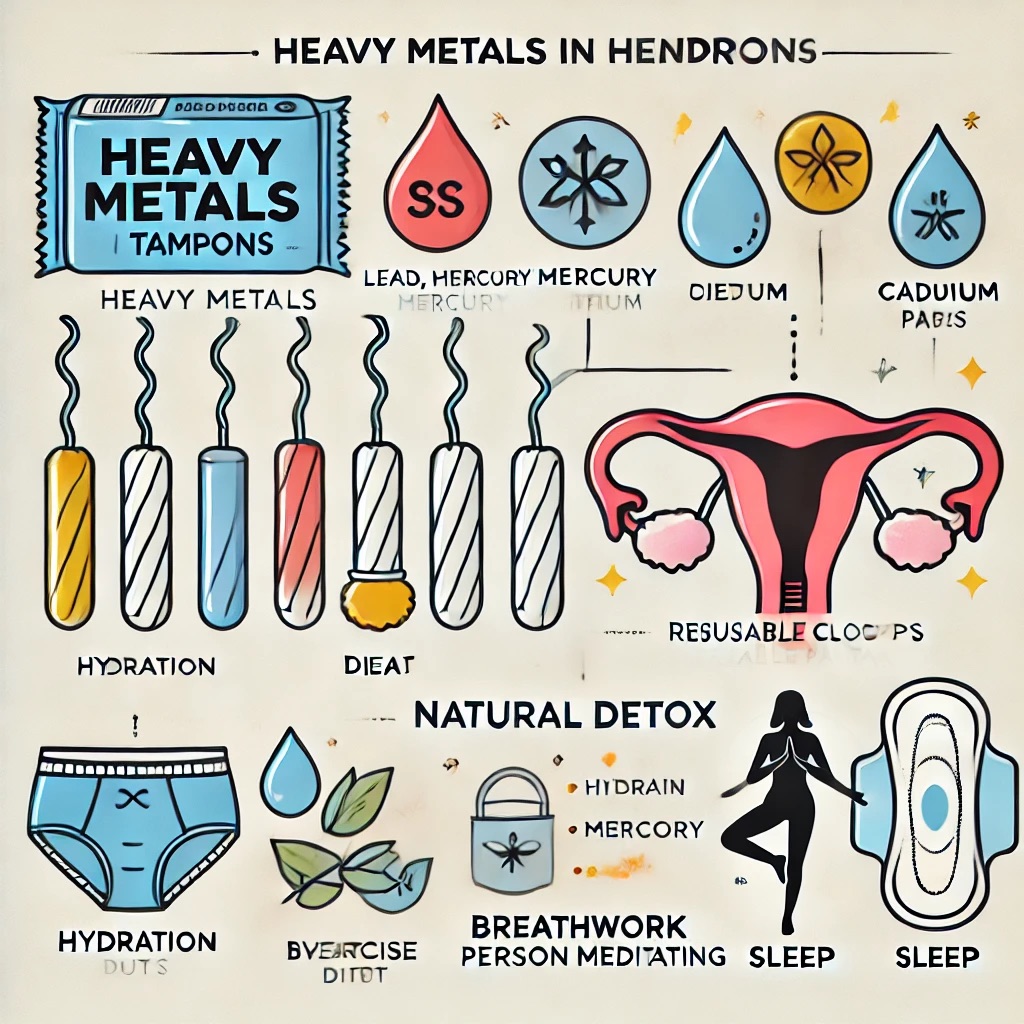 tampons, heavy metals in tampons, organic tampons, menstrual cups, reusable cloth pads, period panties, safe feminine hygiene, detox heavy metals, phthalates, BPA, endocrine disruptors, women’s health, natural detox, safe menstruation products, toxin-free tampons, environmental international study, vaginal health, health risks of tampons, natural health, feminine care alternatives, detoxification methods,