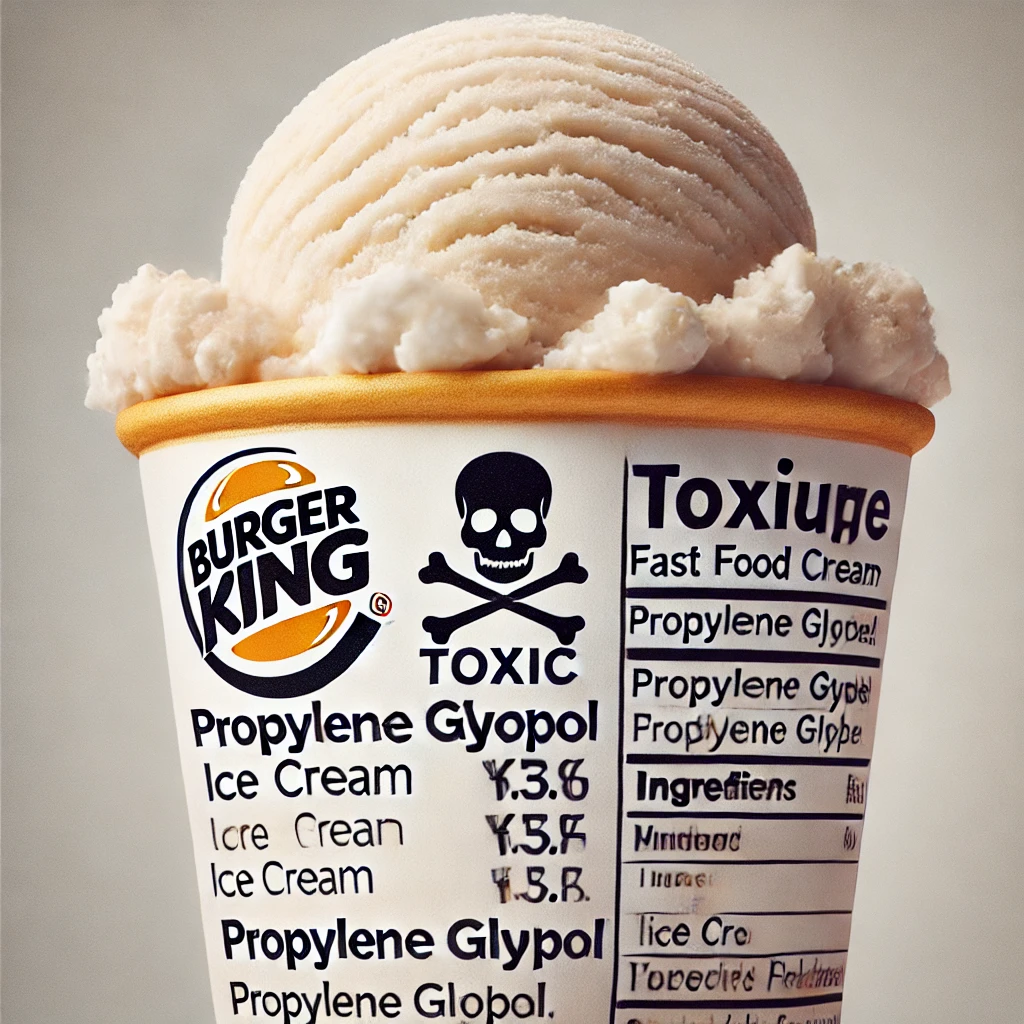 propylene glycol in food, Burger King ice cream ingredients, toxic chemicals in fast food, dangers of fast food, McDonald’s ice cream chemicals, processed food health risks, antifreeze in food, harmful food additives, avoid fast food, healthy eating alternatives, artificial flavors in food, preservatives in fast food, synthetic ingredients in ice cream, vote with your wallet, real food vs processed food, impact of fast food on health, fast food criticism, choose healthy options, long-term effects of fast food, real ingredients vs chemicals