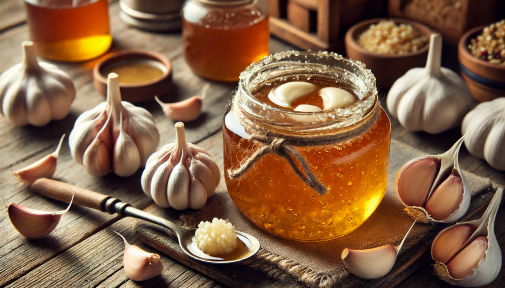 organic garlic, raw honey, health benefits, immune boosting, antimicrobial properties, anti-inflammatory, allicin, digestive health, heart health, infection fighting, natural remedy, garlic and honey mixture, home remedy, homemade recipe, natural antibiotic, cold and flu season, sore throat relief, immune support, gut health, anti-inflammatory remedy, cardiovascular health